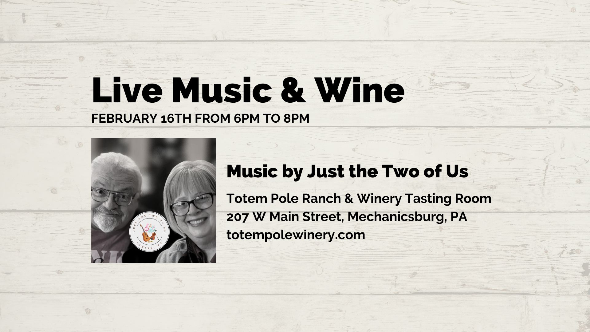 Live Music with Just the two of us February 16 2023